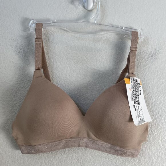 Warners Bra Womens 34A Beige Nude Wireless Lightly Lined T-Shirt Smooth RM1691 - Picture 1 of 5